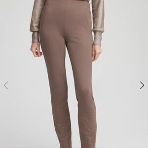 Women's Chicos Juliet Pull On Mocha Brown Dress Pants W/Embellished Legs
